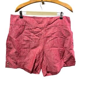 SOFT SURROUNDINGS ~ Red Cotton Linen Blend Shorts with Buttons on Sides 1X